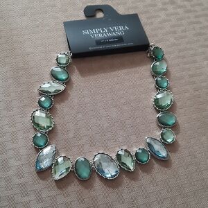 New Simply Vera Vera Wang Emerald and Silver Necklace